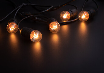 Vintage light bulb and dark space background