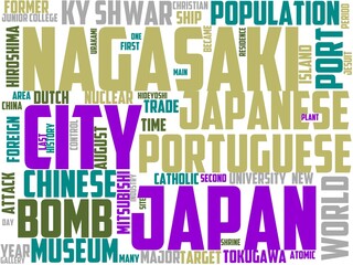 nagasaki typography, wordcloud, wordart, nagasaki,japan,travel,kyushu