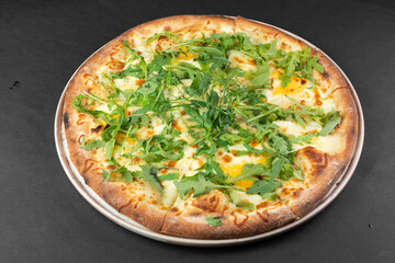 pizza on a wooden board