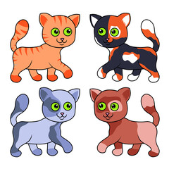 Four amusing cartoon cats