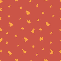 Autumn seamless background burgundy with yellow leaves