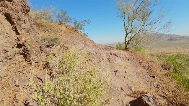 Walking Through Mountain Trails Of Picacho Peak State Park In Pinal County, Arizona. POV