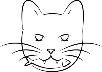 Vector drawing of a cat head. Cat pet icon. Cute kitty.