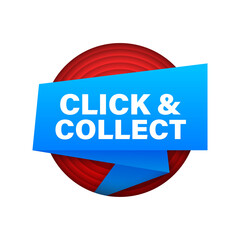 Ribbon click and collect banner. Flat style. Website vector icon. Vector stock illustration.