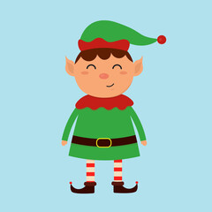 A cute cartoon Christmas elf. Vector illustration