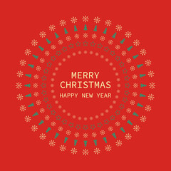 Christmas card - pattern with Christmas tree, snowflake, stars