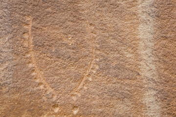 Closeup of the petroglyphs on a canyon wall in Capitol Reef National Park in Utah