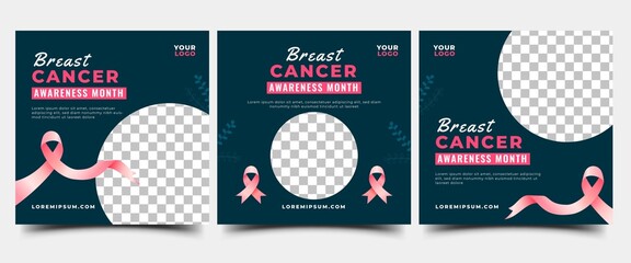 Breast cancer awareness month social media post template. Usable for social media, banner, card, and website.