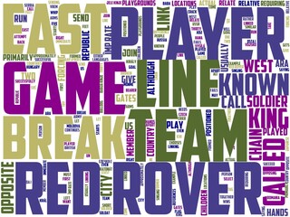 red rover typography, wordcloud, wordart,