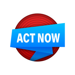 Ribbon banner with Act now sign. Banner for business. Vector illustration.