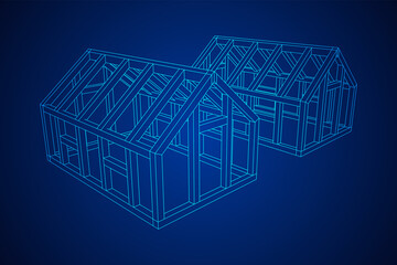 Greenhouse construction frame. Hothouse building object or framing house. Warm house Vector illustration. Glasshouse concept image