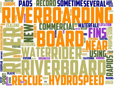 riverboarding typography, wordcloud, wordart,