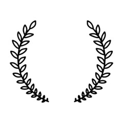 Laurel wreath. Vector hand drawn laurel wreath isolated on white background. Doodle style. Outline floral frame.