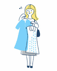 洋服を選んでいる若い女性