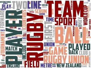 rugby union typography, wordcloud, wordart,