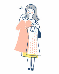 洋服を選んでいる若い女性