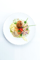 Chicken Kiev in a plate. on white background.