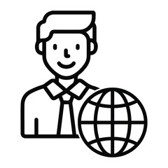 Businessman or global business icon