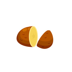 Sliced Potatoes. Piece of brown root vegetable. Natural farm ingredient. Flat Illustration