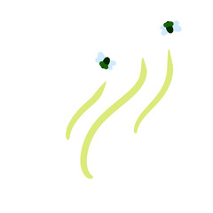 Stink. Unpleasant smell. Dung flies. Green waves stench. Scenery of the garbage dump. Flat illustration
