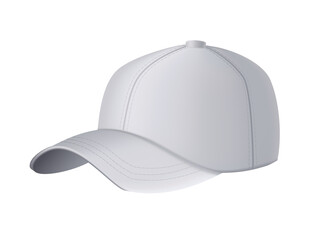Baseball cap. Realistic baseball cap template front view. Empty mockup sport hat. Gray blank cap isolated on white background. Blank template of baseball uniform cap