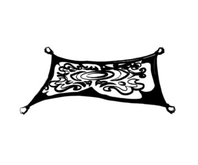 Magic flying carpet on an isolated background. Cartoon object. Vector graphics.