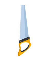 Builder instrument. Equipment for repair. Handyman tool. Tool supplies for house repair builder on white background. Flat  design concept of saw