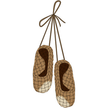 Straw bast shoes illustration