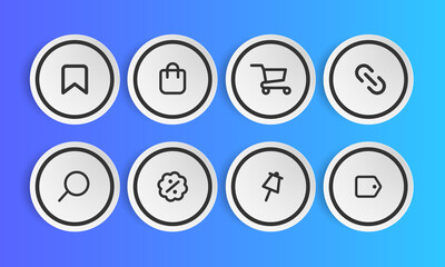 Set of shopping cart icons. Collection of web icons for online store.