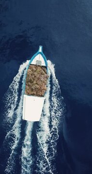 Aerial view of sailing boat, Maldives. High quality 4k footage