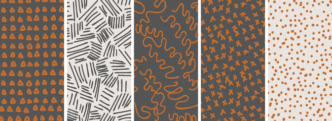 Vector set of abstract creative backgrounds in minimal trendy and boho style - design templates for social media stories - simple, stylish and minimal wallpaper designs.
