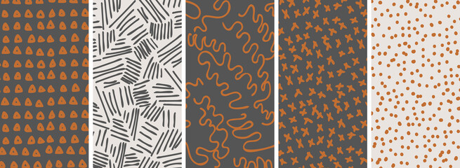 Vector set of abstract creative backgrounds in minimal trendy and boho style - design templates for social media stories - simple, stylish and minimal wallpaper designs.