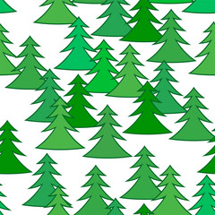 Seamless background with Christmas trees. Merry Christmas! Happy New year!