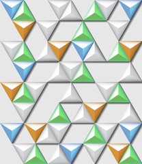 Abstract background with triangles in 3D style. Optical illusion.