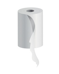 Realistic toilet paper or kitchen towel roll template mockup. Blank white 3d object. Kitchen wc whute tape paper