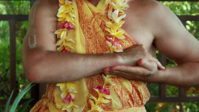 Flowers and fruits for offering at the Yagya fire ceremony hindu