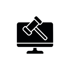 Online auction glyph icon. Vector fill black illustration.