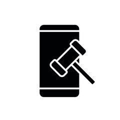 Online auction glyph icon. Vector fill black illustration.