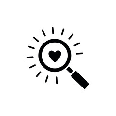 Love Searching glyph icon. Vector fill black illustration.