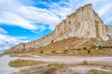 Panoramic view of the famous White rock in Crimea, beautiful landscape for postcards