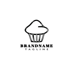 creative bread cartoon logo icon design template black isolated vector illustration
