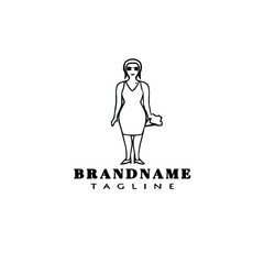 bridesmaid logo cartoon icon design black isolated vector illustration