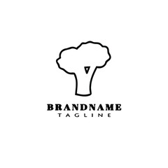 broccoli logo cartoon icon design flat black isolated vector illustration
