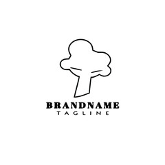 broccoli logo cartoon icon cute template black isolated vector illustration