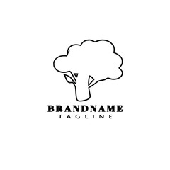broccoli logo cartoon icon design cute black isolated vector illustration