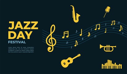 Jazz day poster and banner design template for poster, banner, event promotion. Vector illustration
