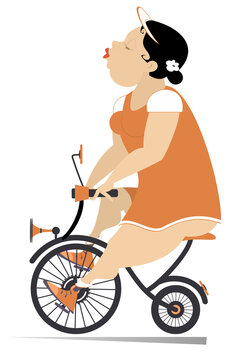 orange dress woman riding bicycle clip art preview