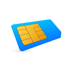 Vector mobile cellular phone Sim Card Chip Isolated on Background. Isometric style.