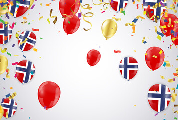 Norway Independence Day poster. Patriotic holiday. Norway balloons