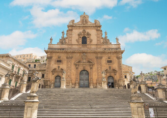 Modica (Sicilia, Italy) - A historical center view of the touristic baroque city in province of Ragusa, Sicily island, during the hot summer